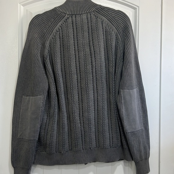 KINROSS STONEWASHED ZIP FRONT CARDIGAN, CHUNKY CABLE GRANDPA, UNISEX - Picture 7 of 9